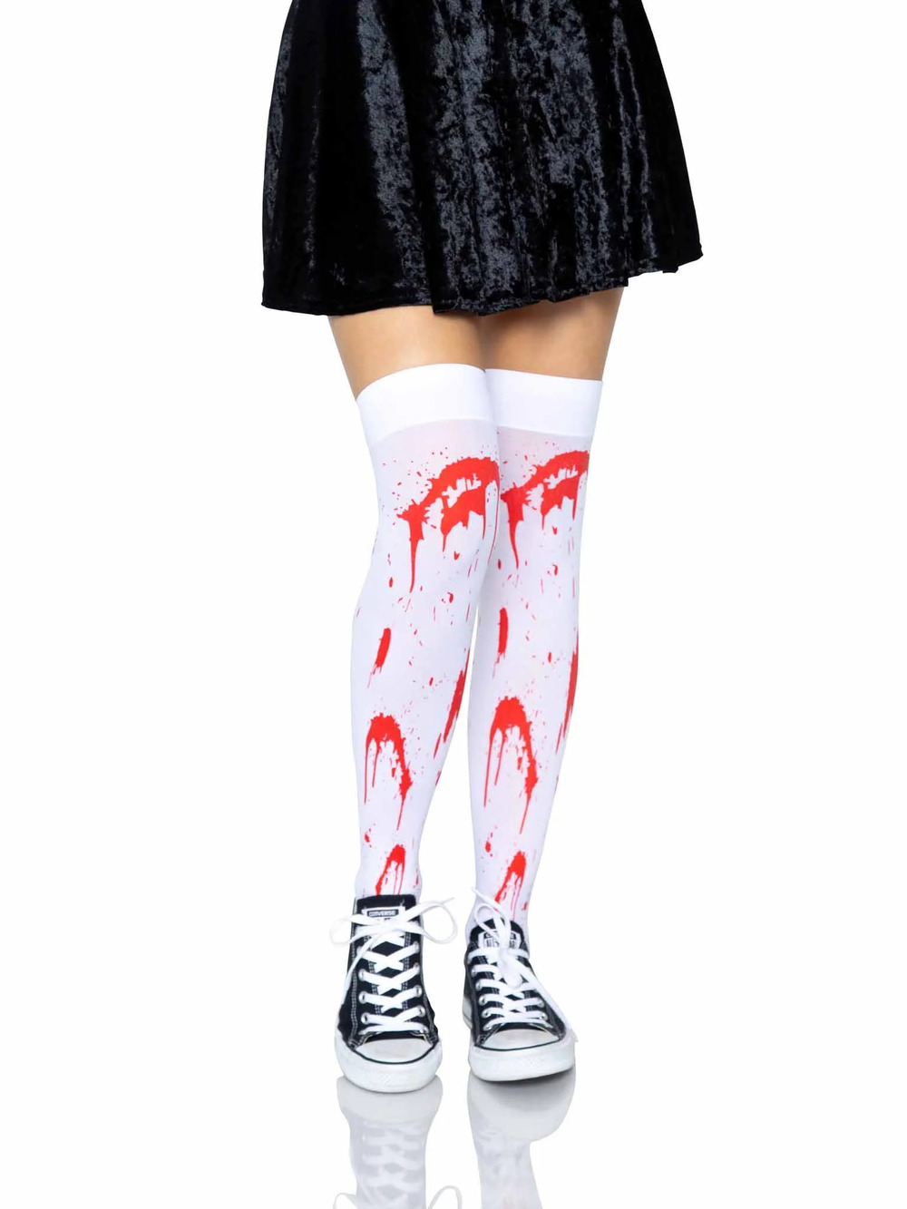 Leg Avenue - Rhea Zombie Thigh High Stockings - WHITE/RED